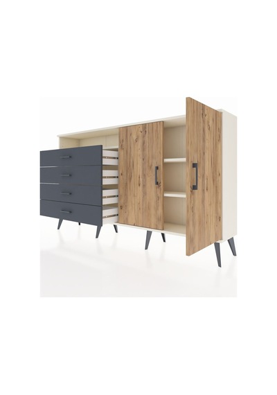 Arges Konsol 3 Raflı 4 Çekmeceli 2 Kapaklı 176x30x99 Aytaşı-çam/a Aytaşı-çam/antrasit Arges Konsol 3 Raflı 4 Çekmeceli 2 Kapaklı 176x30x99 Aytaşı-çam/a Aytaşı-çam/antrasit