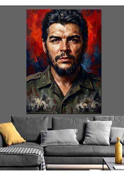 Che Guevara Karizmatik Portre Çalışması Dekoratif Kanvas - Mdf Ahşap Tablo