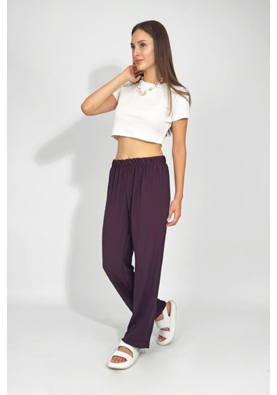 Kadın Beli Lastikli Ayrobin Eşofman Pantolon Mürdüm