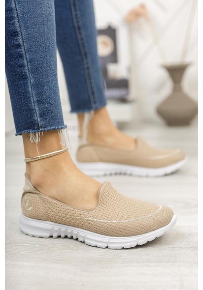 Nesilshoes Nesil Shoes Dvm 801 Bej Faylon Taban Kadın Yürüyüş Ayakkabısı
