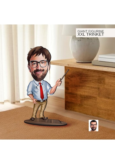 Bk Gift Kişiye Özel Öğretmen Karikatürlü Büyük Boy Ahşap Biblo-2 Arkadaşa Hediye , Sevgiliye Hediye, Kişiye Özel Biblolar Kobitmeyen137530 Bk Gift