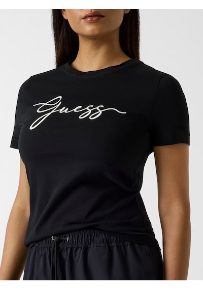 Guess Circe Nakışlı Logo Kadın T-shirt V6gı01k2962 Siyah