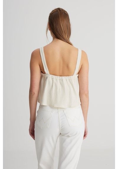 Wrangler Relaxed Fit Geniş Kesim Kare Yaka Ekru Bluz W241604104 Ecru