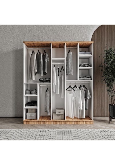 Rosa 5 Kapaklı Komple Mdf Gardırop - Elbise Dolabı