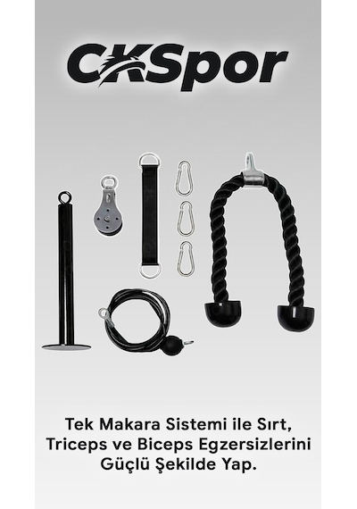 CKSpor Ev Tipi Tek Makara Fitness Seti Lat Pulldown Sırt Çekiş Triceps Biceps Egzersiz Çalışma İstasyonu