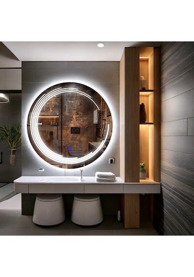 Nova Led'li Kumlamalı Lavabo & Banyo Aynası Dokunmatik Sensörlü 90 X 90 Beyaz