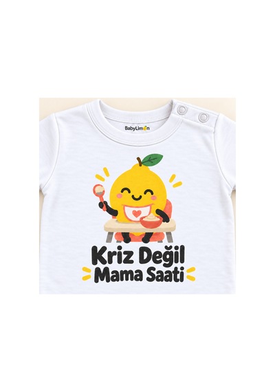 Babylimon Kriz Değil Mama Saati Beyaz Kısa Kollu Çıtçıtlı Bebek Zıbını Beyaz - Kriz Değil Mama Saati - 928161924 Beyaz - Kriz Değil Mama Saati