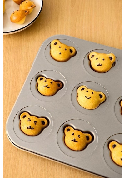 Tr Karbon Çelik 12 Li Ayıcık Muffin Cupcake Kek Pişirme Kalıbı Mt125 Diğer