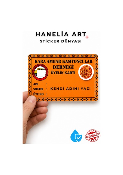 Kara Ambar Kamyoncular Derneği Kart Sticker Kredi Kartı Kaplama Kaliteli Baskı Kendi Adını Yaz Çok Renkli