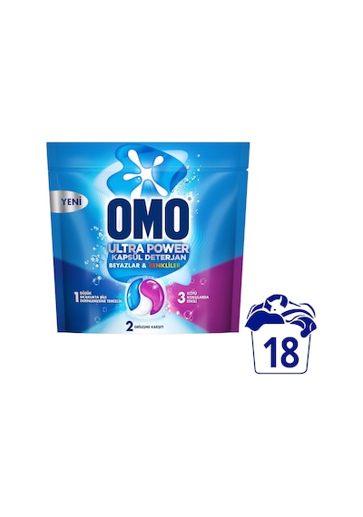 Omo Ultra Power Kapsül Deterjan Beyazlar Ve Renkliler 18 Yıkama X1 Diğer