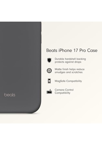Beats iPhone Uyumlu 17 Pro Kılıfı, Magsafe Ve Kamera Denetimi Özellikli, Mat Dış Yüzey, Mikrofiber İç Kaplama Granit Grisi