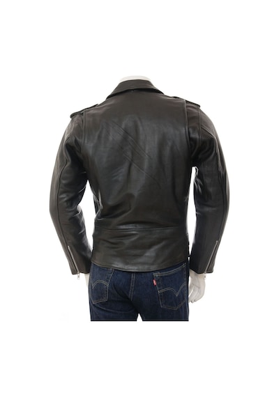 Deriwork Hakiki Deri Siyah Erkek Deri Biker Ceket: Ashcombe Siyah