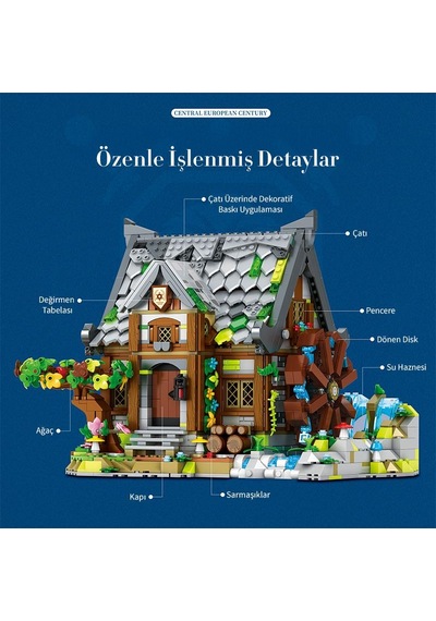 Reobrix 66045 Değirmen Evi Yaratıcı Yapı Blok Seti Building Blocks Europen Century Mill House - 1873 Parça