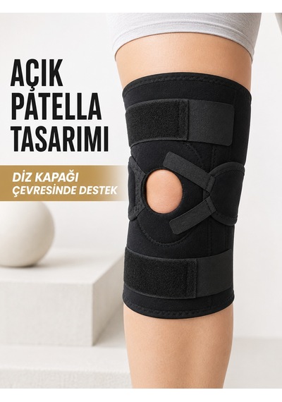 Açık Patella Ligamentli Dizlik Yan Destekli Esnek Ayarlanabilir Diz Desteği - Lisinya