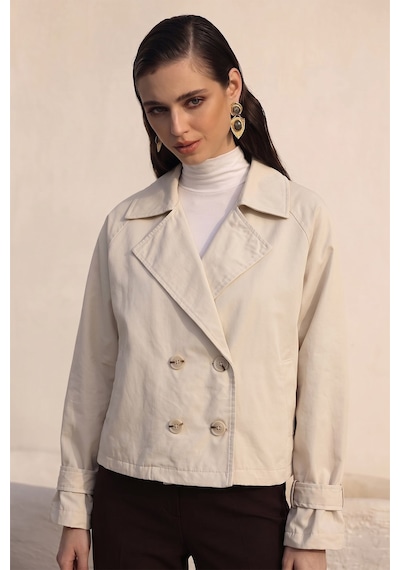 Olcay Kruvaze Oversize Ceket Taş 8278
