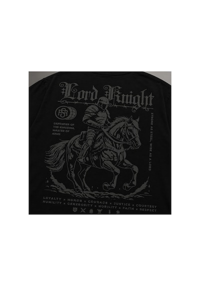 Yolo Street Lord Knight Baskılı Siyah Oversize Unisex Tişört %100 Pamuk Siyah1x2