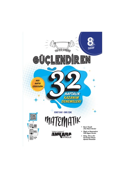 Ankara Yayınları 8. Sınıf Türkçe + Matematik 32 Haftalık Güçlendiren Kazanım Denemesi Seti