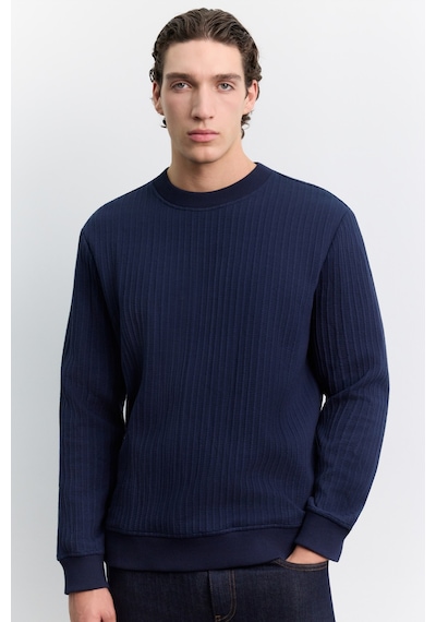 Avva Erkek Lacivert Bisiklet Yaka Kolay Ütülenen Jakarlı Regular Fit Sweatshirt A62y1250