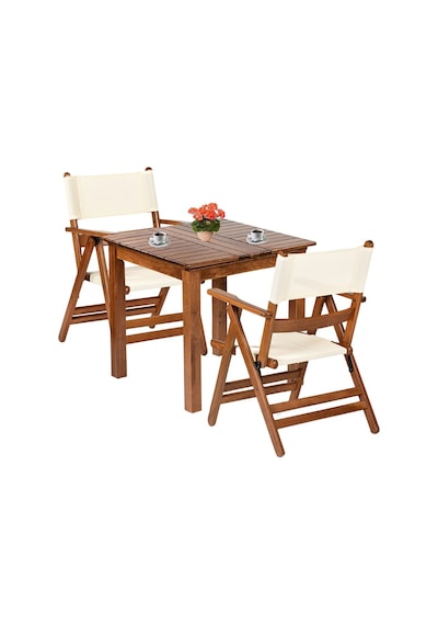 Marmaris PVCli Ahşap Bahçe Balkon Seti: 80x80 Masa + 2 Sandalye Beyaz Marmaris PVCli Ahşap Bahçe Balkon Seti: 80x80 Masa + 2 Sandalye Beyaz