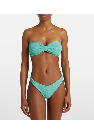Deep Beach Straplez Dokulu Kumaş Bikini Takım Yeşil