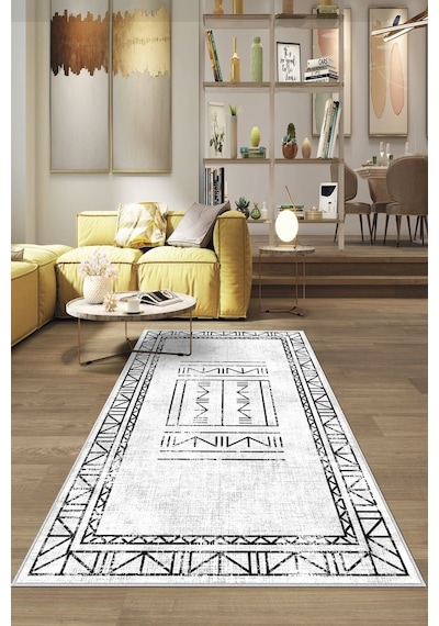 West Home Dijital Baskı Yıkanabilir Kaymaz Taban Salon Halısı Mutfak Halısı Yolluk Ve Banyo Paspası Wh 435 White