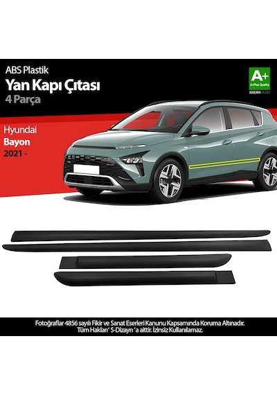 S-dizayn Hyundai Bayon Abs Plastik Yan Kapı Koruma Çıtası 2021-2024 A+ Kalite