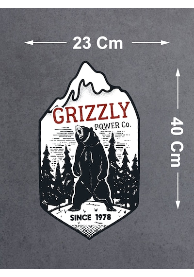 Boz Ayı Grizzly Sticker - Off Road 4x4 Adventure Kamp Dağ Orman Sticker - Araba Oto Motosiklet Karavan Sticker - 00047 40x23 Cm