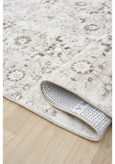Raschel Carpet Premium Yıkanabilir Leke Tutmaz Modern Antik Bej Özel Seri Kaymaz Taban Halı Yolluk Bej