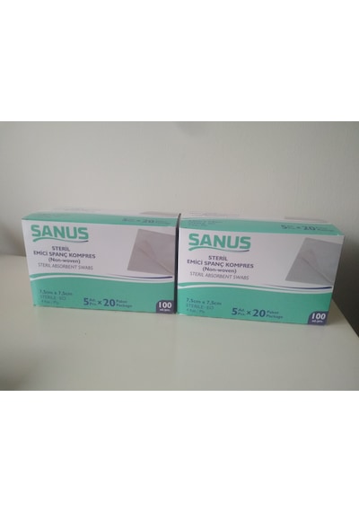 Sanus Spanç Kompres Steril Emici 7.5Cm*7.5Cm 2Lü Paket 200 Adet