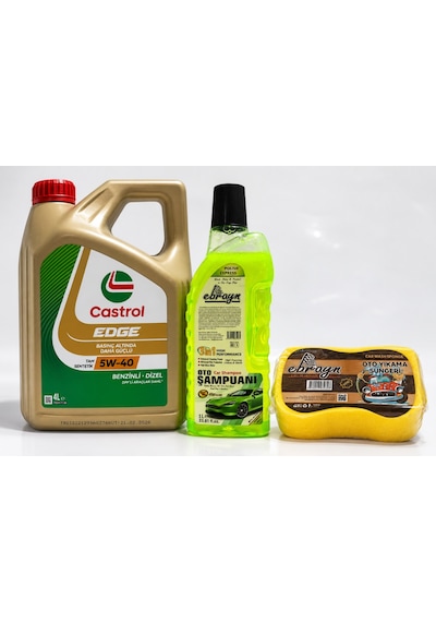 Castrol Edge DPF Motor Yağı 5W-40 4 L + Oto Şampuan 1000 ML + Yıkama Süngeri