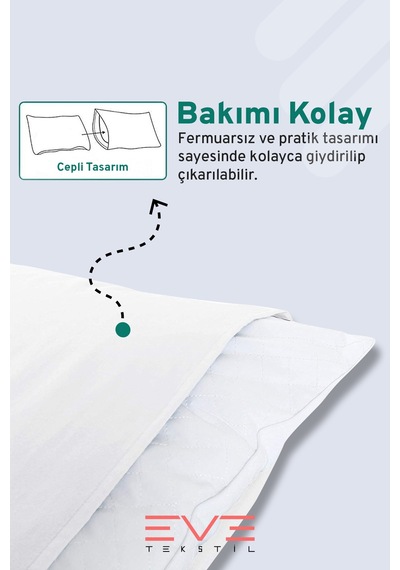 2 Adet Ranforce Düz Pamuk Antibakteriyel Yıkanabilir Lüks Yastık Kılıfı 50x70cm Beyaz