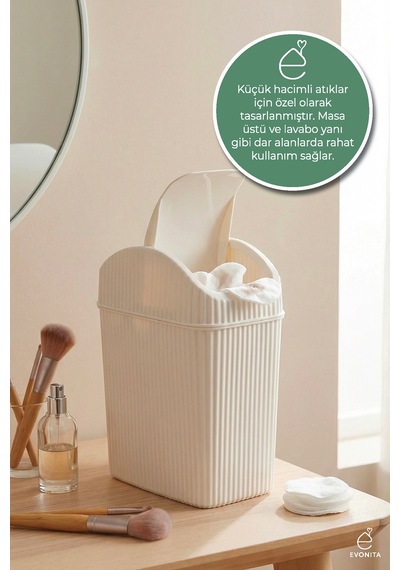 Kapaklı Mini Çok Amaçlı Saklama Kutusu Masa Üstü Organizer Banyo Mutfak Küçük Çöp Kovası Renkli