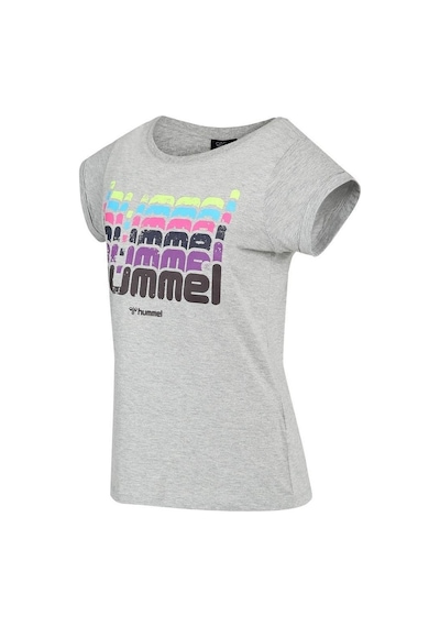 Hummel Catty Kadın Gri Baskılı Bisiklet Yaka Tişört