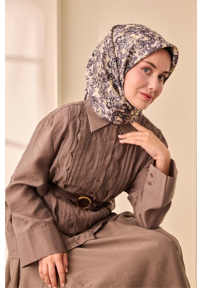 Silk Home Twill İpek Eşarp 11477-34 Füme, Siyah, Gümüş, Çelik Mavi, Küf Yeşili