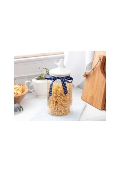 Adenya Sepeti Madame Coco Kuşlu Kavanoz Silindir 1300ml Lacivert