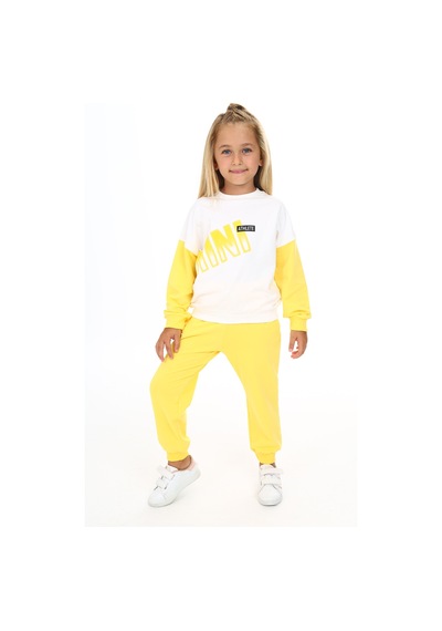 Toontoy Kids Toontoy Kız Çocuk Baskılı Eşofman Takım Koyu Sarı