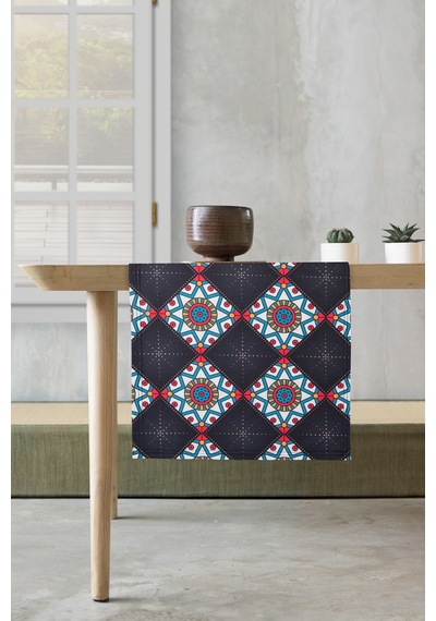 Masa Runner Yıkanabilir Sofra Masa Salon Mutfak Masası Sehpa Masa Runnerı 40X140 cm Luxury Siyah