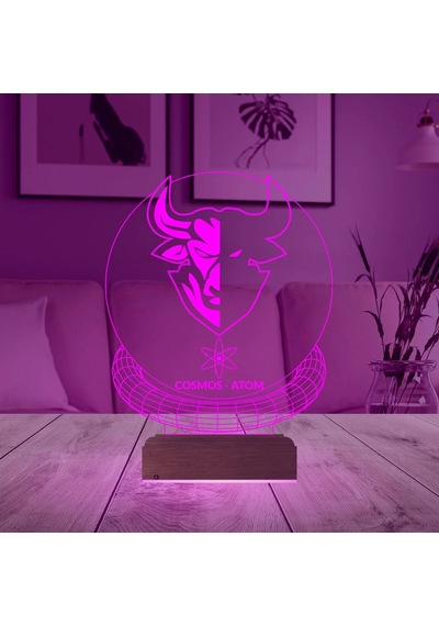 Luvivia Crypto Cosmos Atom Coin Kripto Finans 3d Lamba - Masa Gece Lambası Şeffaf