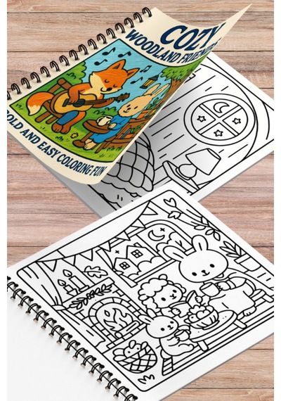 Cozy Woodland Friends Bold And Easy 20x20 Cm Büyük Boyama Kitabı, Çocuklar Ve Yetişkinlere