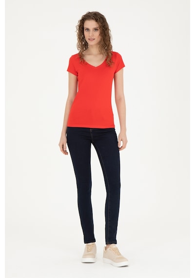 U.S. Polo Assn. Kadın Kırmızı Basic V Yaka Tişört 50280068-VR030