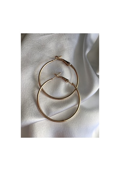 Modern Moda Orta Boy Gold Halka Küpe Goldsilverkck