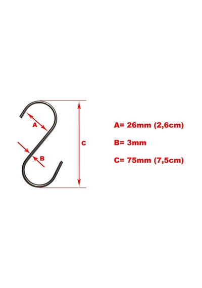 S Kanca - Askı Kancası - Krom Paslanmaz - 100 Adet 3mm