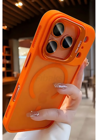 Fibaks iPhone 17 Pro Max Uyumlu Kılıf Standlı Mat Magsafe Metal Tuşlu Kamera Lens Hediyeli Wonk Kapak