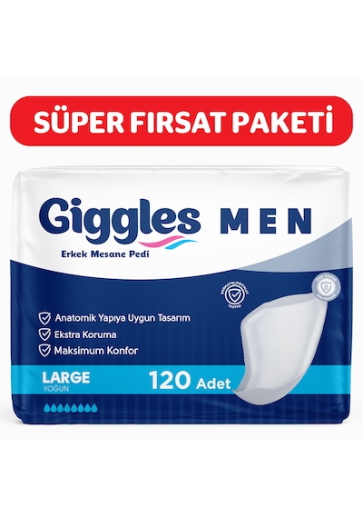 Giggles Yetişkin Erkek Mesane Pedi - L Beden - 6 Paket 120 Adet L