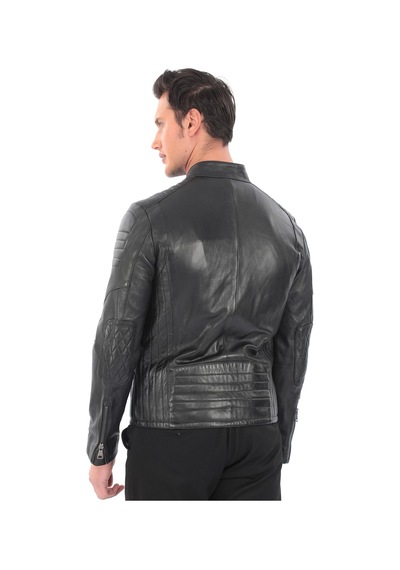 Newzaya Hakiki Deri Erkek Ceket Klasik Şıklıkla Buluşan Modern Stil Siyah