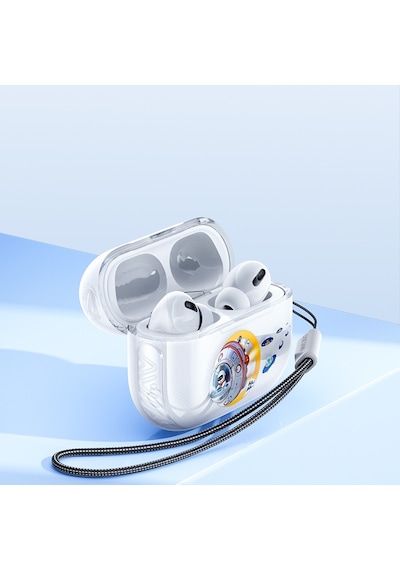 Apple Uyumlu AirPods Pro Kılıf Desenli Koruyucu Benks Casebang Departure Explore Silikon Kılıf Mavi-Sarı