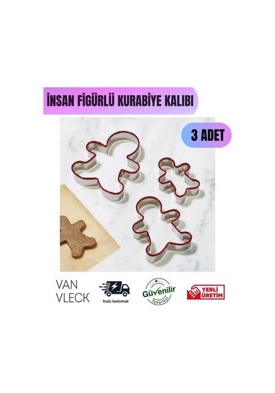 Yılbaşı Noel Gingerman Bebek Zencefilli Kurabiye Adam Kalıp Metal Kopat Metalik