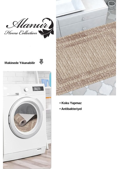 Dekoreko Kaymaz Taban Djt Banyo Halısı Trend Modern F5036 Kahve