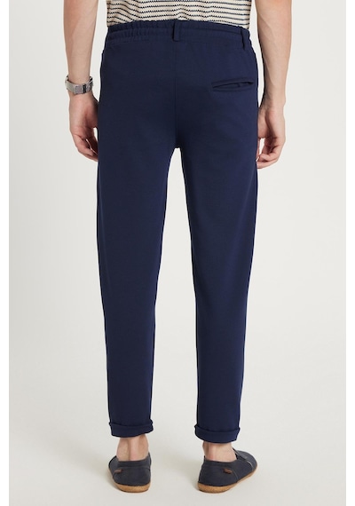 Tudors Erkek Slim Fit Pamuklu Beli Bağlamalı Yan Cepli Katlamalı Paça Jogger Lacivert Pantolon-35399 Lacivert