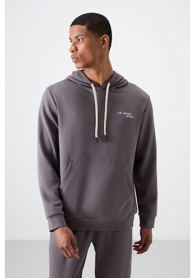 Tommy Life Koyu Gri Pamuklu Kalın Yumuşak Dokulu Comfort Fit Nakışlı Erkek Eşofman Takım - 85255 Koyu Gri